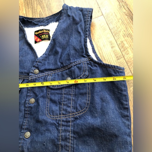 Weather Jack Ely & Walker Vest Size Large Blue Denim Jean Lined Snap Up - Picture 2 of 6